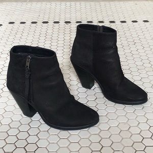 All Saints black suede Leather ankle booties